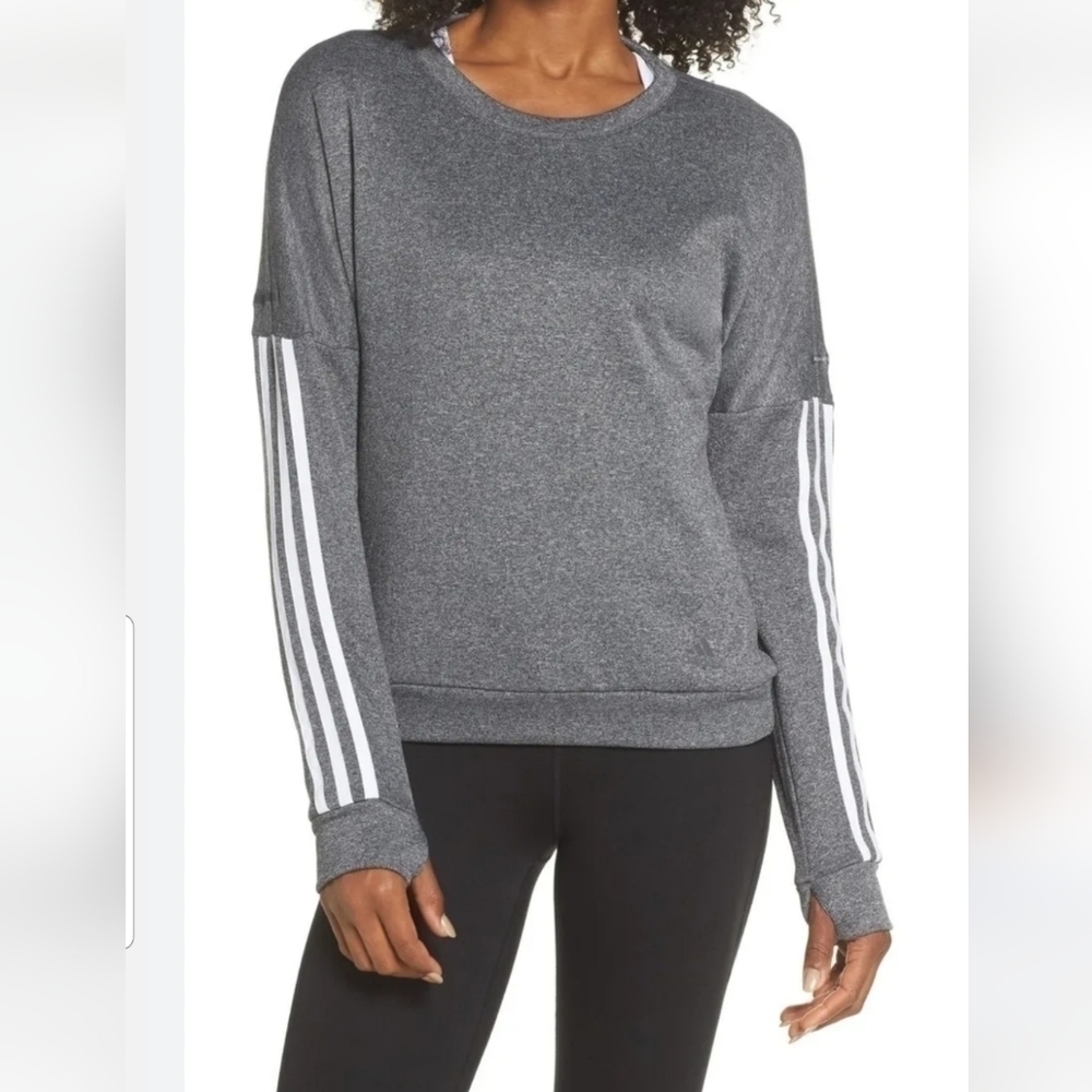 Adidas Response Crew Running Sweatshirt Heather Gray Size S